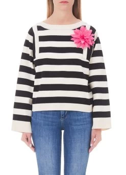 Streifenpullover Mit Brosche