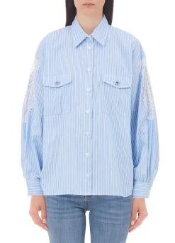 Streifenhemd Mit Spitze