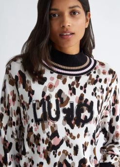 Pullover Im Animal-Print Mit Logo