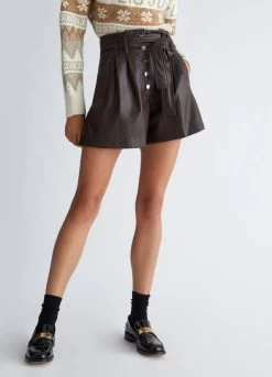 Hochtaillierte Shorts Aus Beschichtetem Gewebe