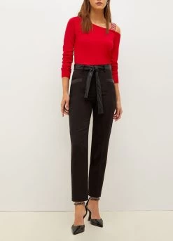 One-Shoulder-Pullover Mit Applikationen