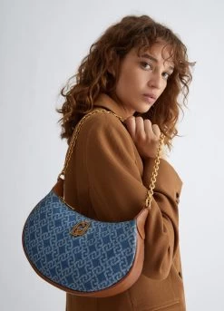Schultertasche Aus Jacquard-Denim
