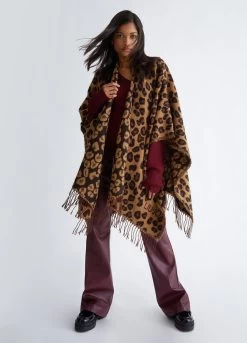 Poncho Mit Animal-Print