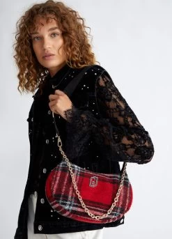 Karierte Schultertasche