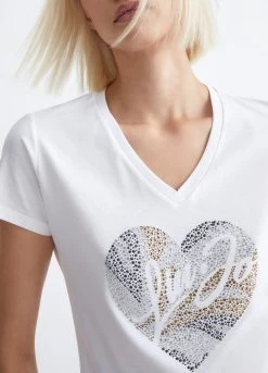 Ökologisch Nachhaltiges T-Shirt Mit Herz Und Strass 8 Ökologisch Nachhaltiges T-Shirt Mit Herz Und Strass -Liujo 8055130732132 WF3080JS923T9817 I AD N N 3 N