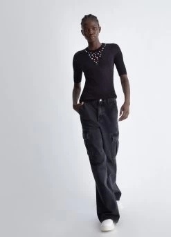 Ökologisch Nachhaltiges Oberteil Mit Strass -Liujo 8055130739209 WF3024MS49I22222 I AO N B 5 N