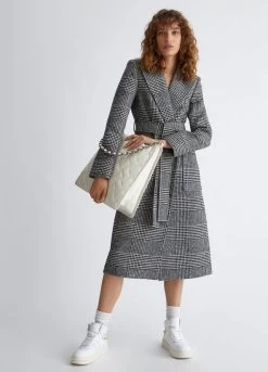 Glencheck-Mantel -Liujo 8055130751232 CF3341T2536Q9567 I AO N B 5 N