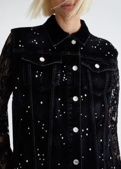 Beflockte Denimweste Mit Nieten -Liujo 8055130752048 UF3097D483288265 I AD N N 3 N