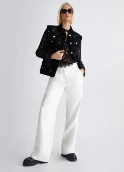 Beflockte Denimweste Mit Nieten -Liujo 8055130752048 UF3097D483288265 I AO N B 5 N