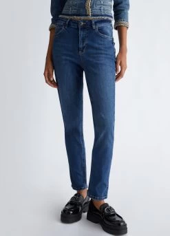 Bottom-Up-Jeans Mit Slim-Fit