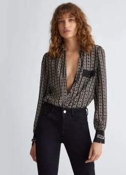 Bedruckte Seidenbluse