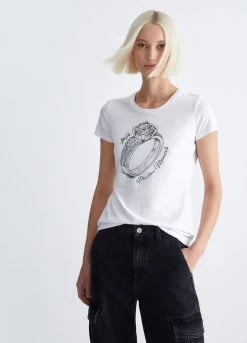 Ökologisch Nachhaltiges T-Shirt Mit Print Und Strass