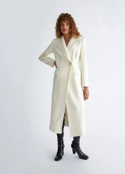 Weißer Mantel Aus Wollgemisch