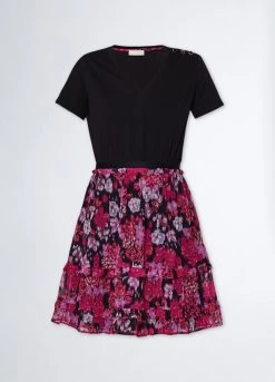 Kleid Mit Geblümtem Rock 11 Kleid Mit Geblümtem Rock -Liujo 8055130852199 WF3061J7821Q9713 S AF N N 6 N