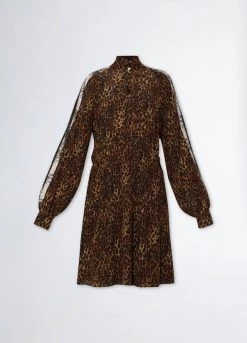 Animal-Kleid Aus Seide -Liujo 8055130896643 CF3253T3228Q9507 S AF N N 6 N