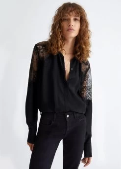 Seidenbluse Mit Spitze