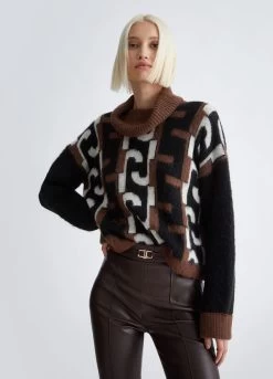 Rollkragenpullover Mit Jacquard-Logo