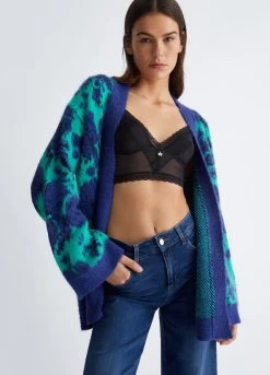 Cardigan Mit Blumen-Jacquard-Muster