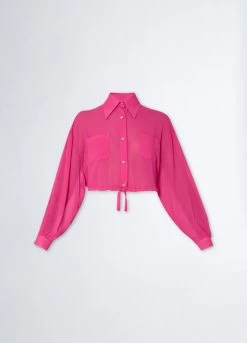 Cropped-Hemdbluse Aus Georgette 11 Cropped-Hemdbluse Aus Georgette -Liujo 8055130927446 WF3203T1785X0528 S AF N N 6 N