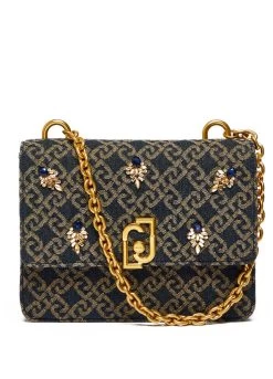 Handtasche Mit Jacquard-Logo Und Strass