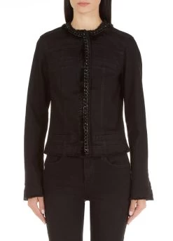 Anorak Aus Denim Mit Strass Und Kunstpelz