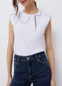 Schmuck-T-Shirt Mit Schulterpolstern