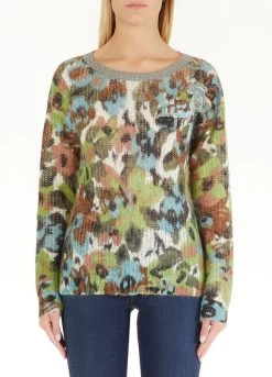 Pullover Mit Blumenprint Und Blumenstickerei