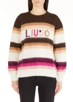 Streifenpullover Mit Logo