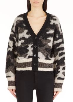 Cardigan Mit Jacquard-Camouflage-Muster