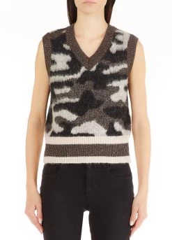 Weste Mit Jacquard-Camouflage-Muster