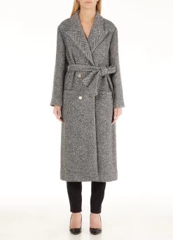 Chevron-Mantel Aus Woll-Lurex®-Gemisch