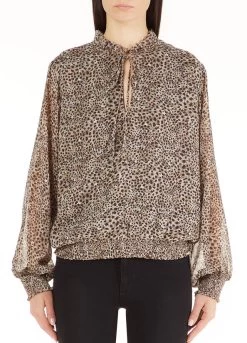 Animal-Bluse Aus Crêpon