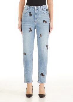 Boyfriend-Jeans Mit Stickerei