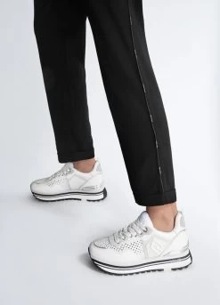 Weiße Plateau-Sneaker Mit Strass