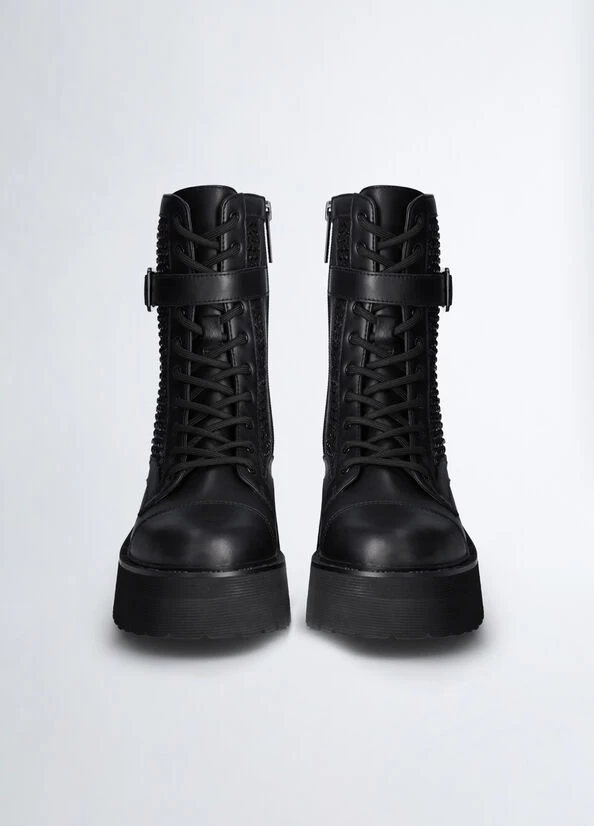 Hohe Schnürstiefel Mit Strass 6 Hohe Schnürstiefel Mit Strass – Bild 4