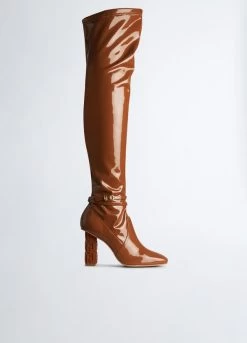 Hohe Overknee-Lackstiefel