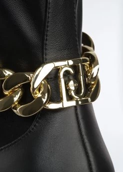 Hohe Stiefel Aus Leder Mit Logokette 11 Hohe Stiefel Aus Leder Mit Logokette -Liujo 8059696657984 SF3135PX18222222 S AD N N 11 N