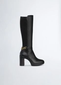 Hohe Stiefel Aus Leder Mit Logokette